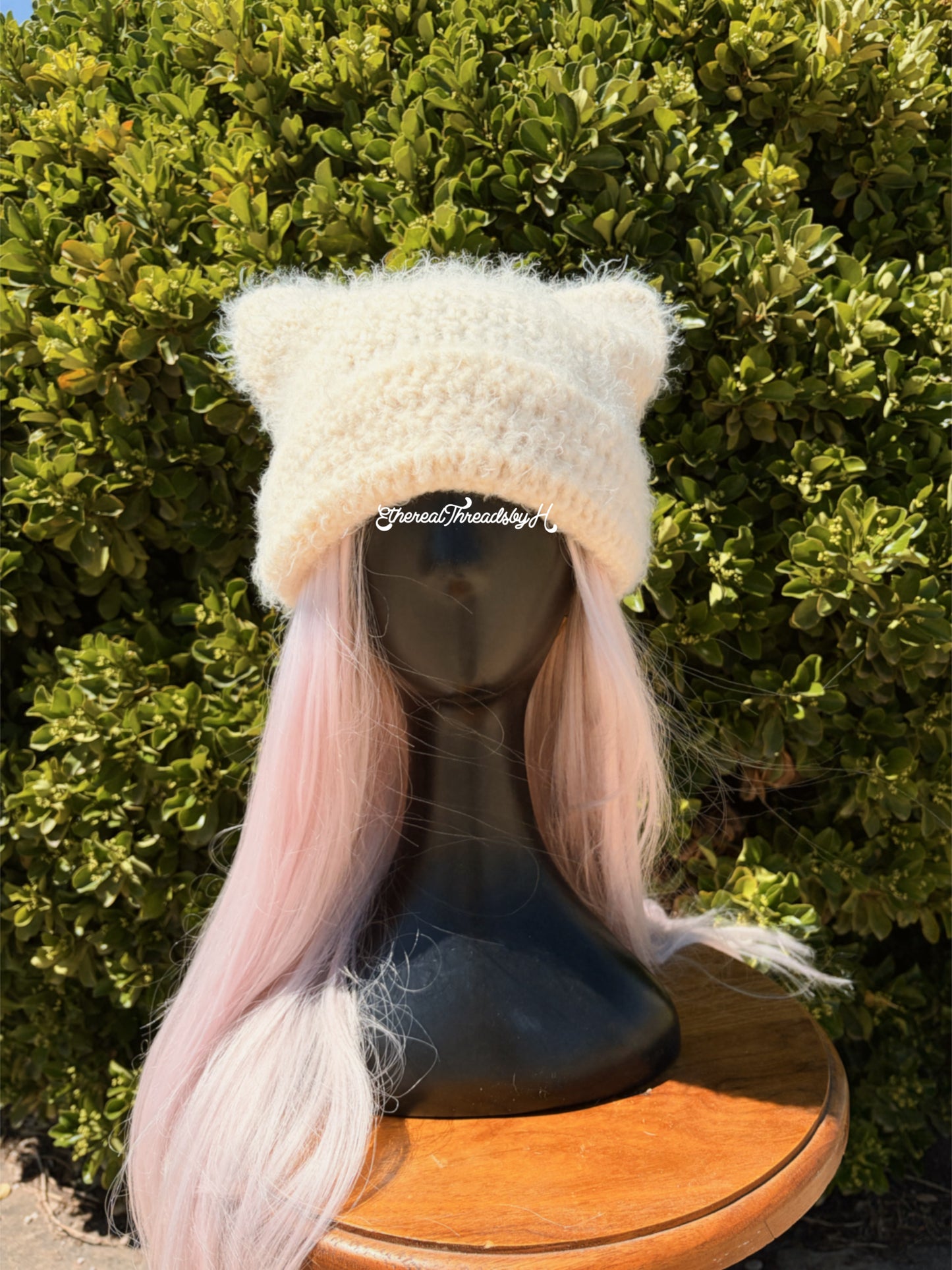 Ivory Fuzzy Cat Ear Beanie