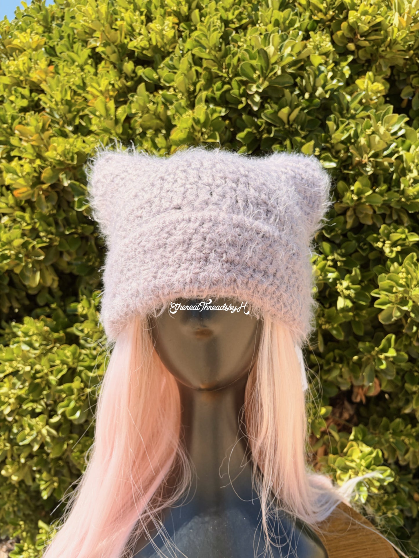 Amethyst Fuzzy Cat Ear Beanie