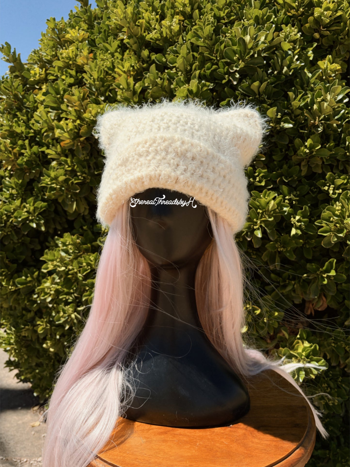 Ivory Fuzzy Cat Ear Beanie