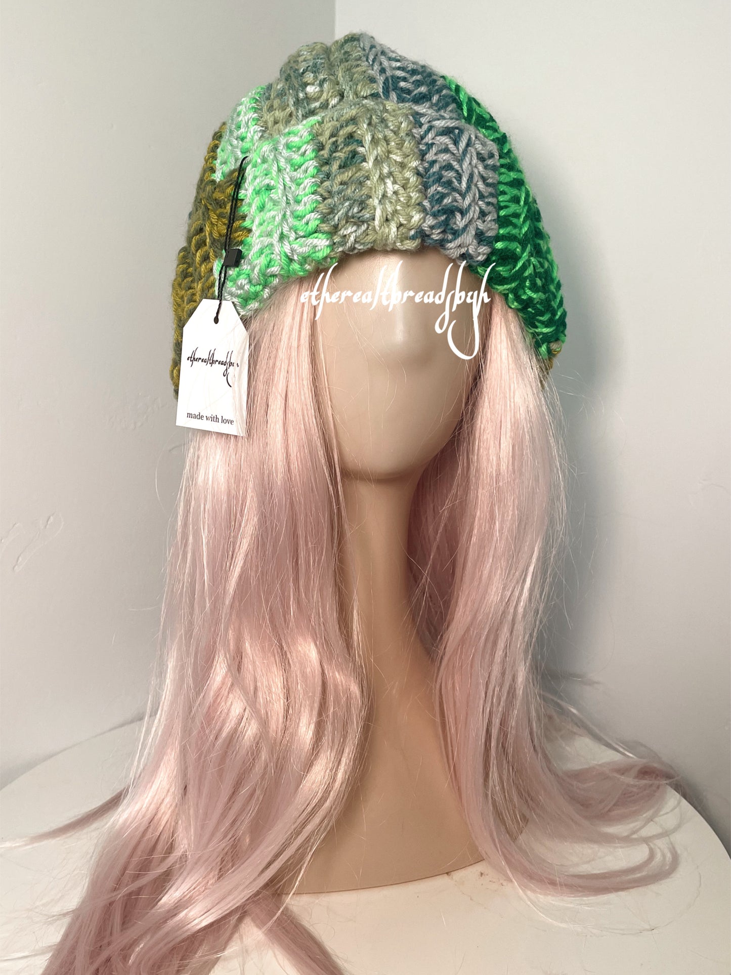 Green Scrap Yarn Duo Chunky Beanie