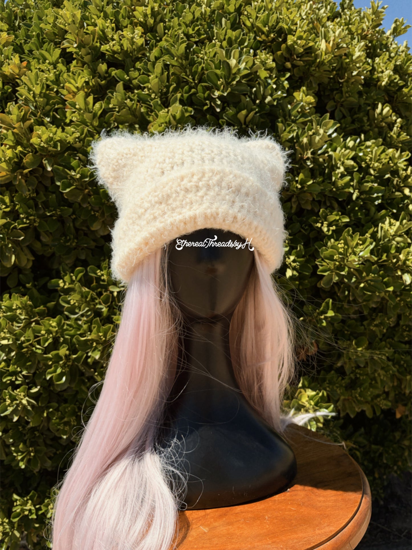 Ivory Fuzzy Cat Ear Beanie