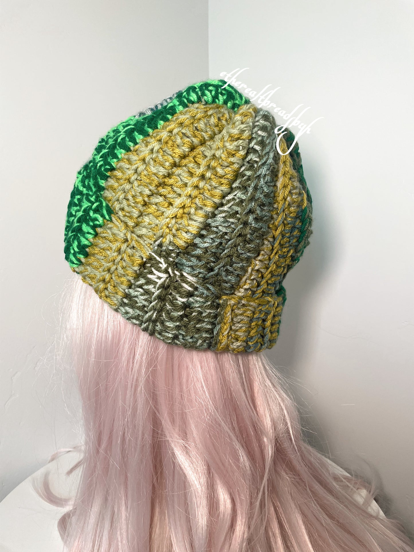 Green Scrap Yarn Duo Chunky Beanie