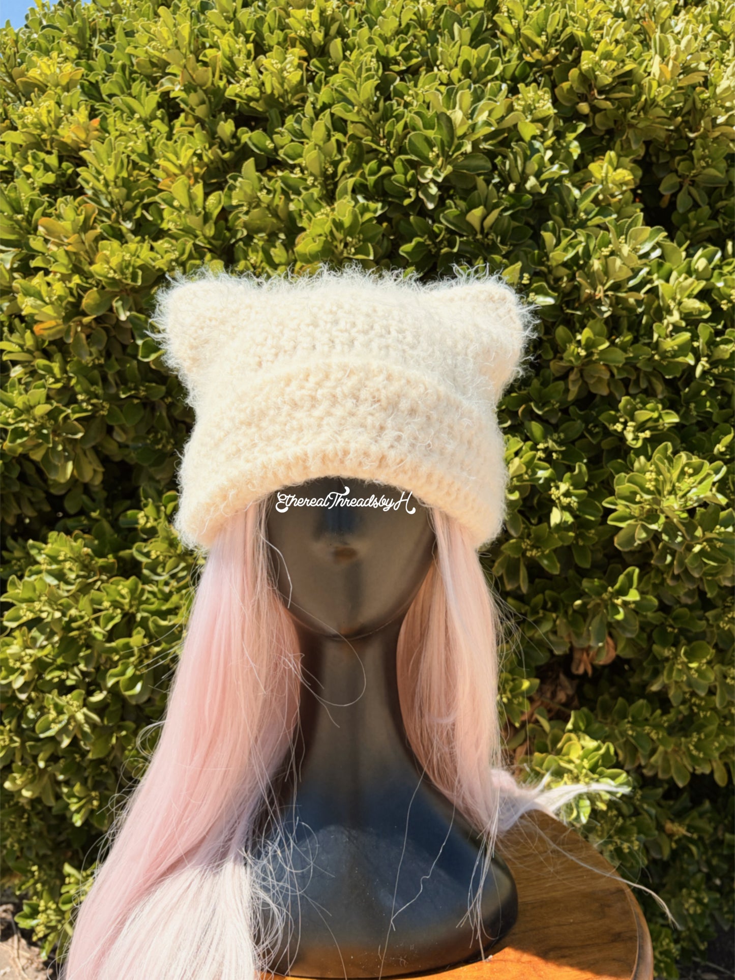 Ivory Fuzzy Cat Ear Beanie