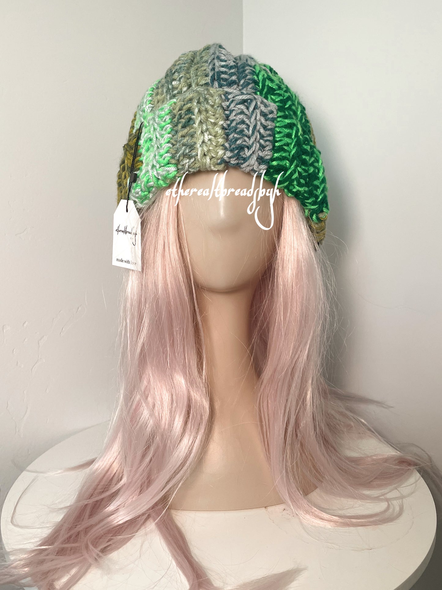 Green Scrap Yarn Duo Chunky Beanie