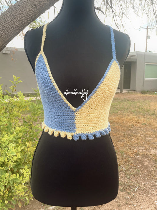 Blue + Yellow Split Tara Top Size S